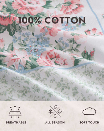Hope Patchwork Pink Cotton  Duvet Cover Bonus Set 100% Cotton, Breathable, All Season, Soft Touch