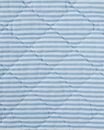 Oxford Stripe Blue Quilt Set closeup of print