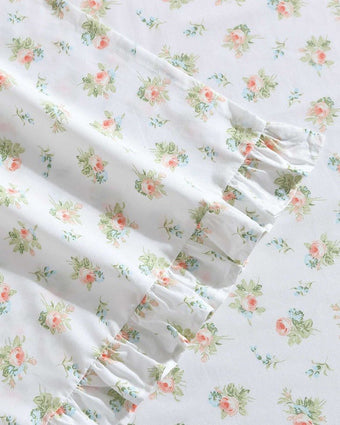 Roseford Cotton Percale White and Soft Orange Pillowcase Pair  View of pillowcase ruffle