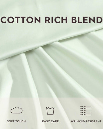 Solid T800 Cotton Rich Green Sheet Set Cotton Rich Blend, Soft Touch, Easy Care, Wrinkle Resistant