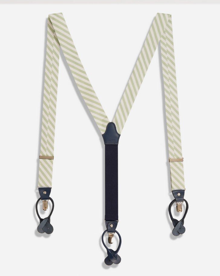 Striped Sage Green Suspenders