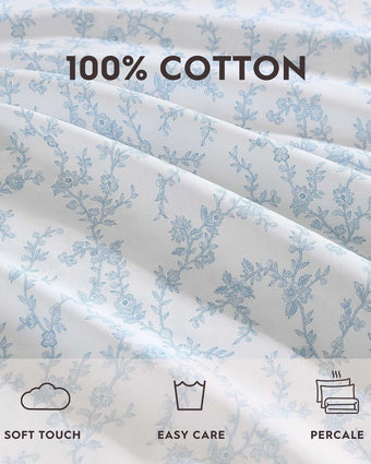 Victoria Cotton Percale Blue and White Sheet Set Product information