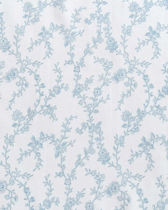 Victoria Cotton Percale Blue and White Sheet Set Closeup of print