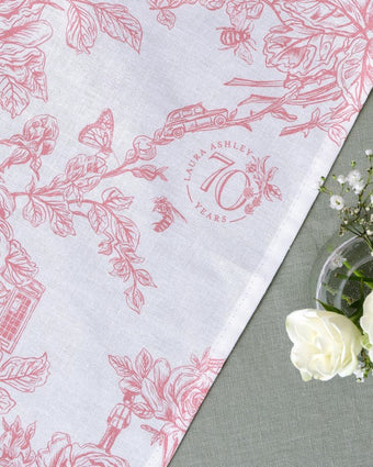 70th Anniversary Tea Towel  closeup view of tea towel