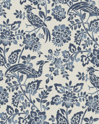 Adain Palace Dark Seaspray Blue Wallpaper close up view of wallpaper