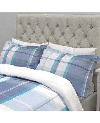 Aldridge Check Bluebell Blue Pillowcase - Laura Ashley