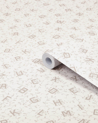 Alphabet Dove Grey Wallpaper - View of a roll of wallpaper
