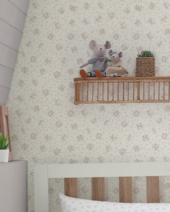 Alphabet Dove Grey Wallpaper - View of wallpaper on a wall