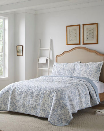 Amberley Soft Blue Quilt Set - Laura Ashley