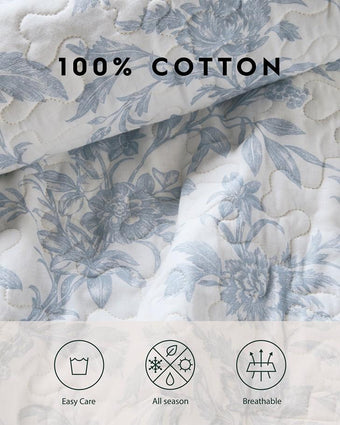 Amberley Soft Blue Quilt Set - Laura Ashley