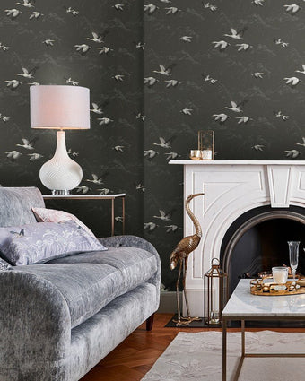 Animalia Dark Steel Wallpaper Sample - Laura Ashley