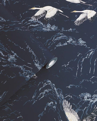 Animalia Midnight Wallpaper Sample - Laura Ashley