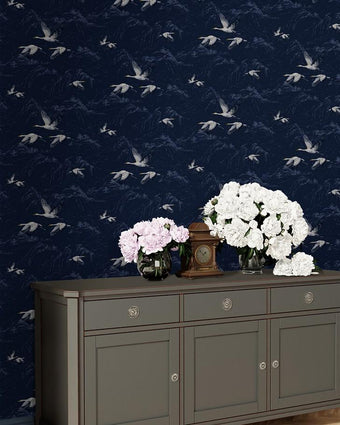 Animalia Midnight Wallpaper Sample - Laura Ashley
