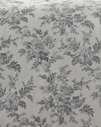 Annalise Floral Grey Duvet Cover Bonus Set - Close up view of print on duvet