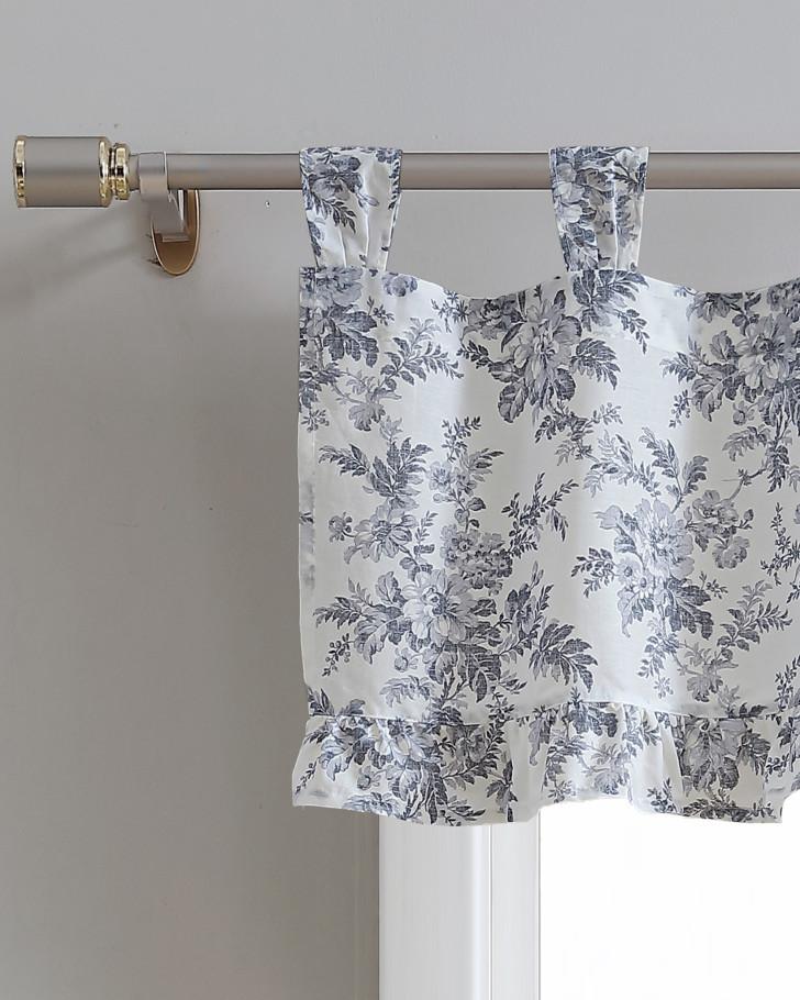 Annalise Floral Grey Tab Top Valance