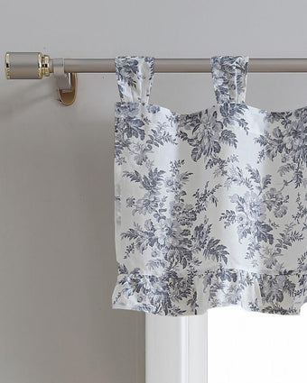 Annalise Floral Grey Tab Top Valance - Laura Ashley