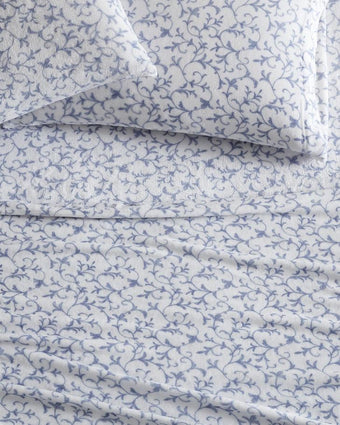 Annas Scroll Plush Fleece Periwinkle Sheet Set - Laura Ashley