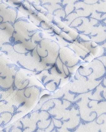 Annas Scroll Plush Fleece Periwinkle Sheet Set - Laura Ashley