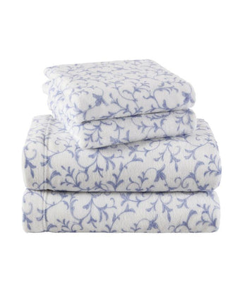 Annas Scroll Plush Fleece Periwinkle Sheet Set - Laura Ashley