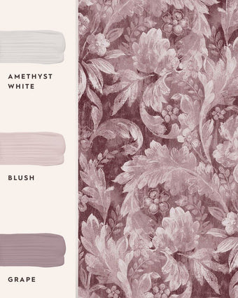 Apolline Pale Blackberry Wallpaper view of wallpaper and coordinating paint colors