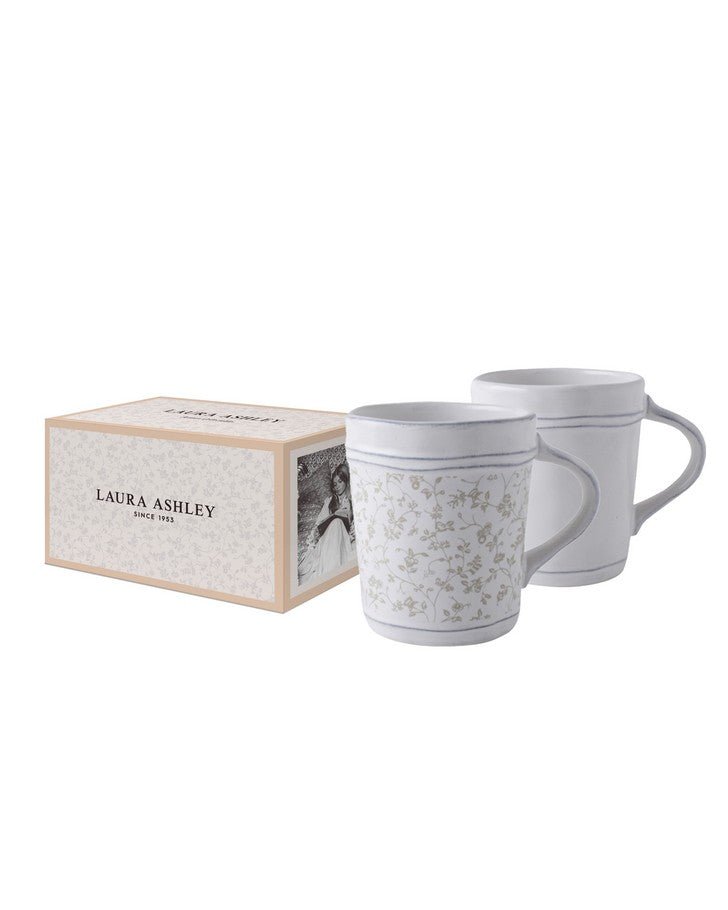 Laura Ashley Artisan Set of 2 Mugs, Service for 2 - White