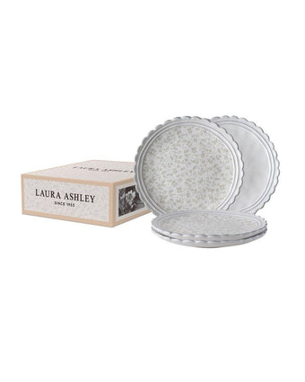 Artisan Set of 4 Scalloped Salad Plates view of plates and gift box