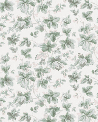 Autumn Leaves Sage Green Wallpaper - Close up view of wallpaper