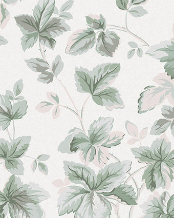 Autumn Leaves Sage Green Wallpaper - Close up view of wallpaper