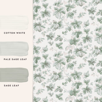 Autumn Leaves Sage Green Wallpaper Sample - View of coordinating paint colors