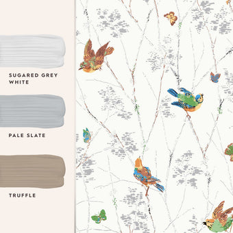 Aviary Natural Wallpaper - View of coordinating paint colors