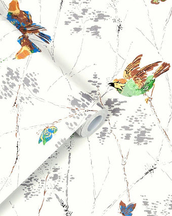 Aviary Natural Wallpaper Sample - View of roll of wallpaper
