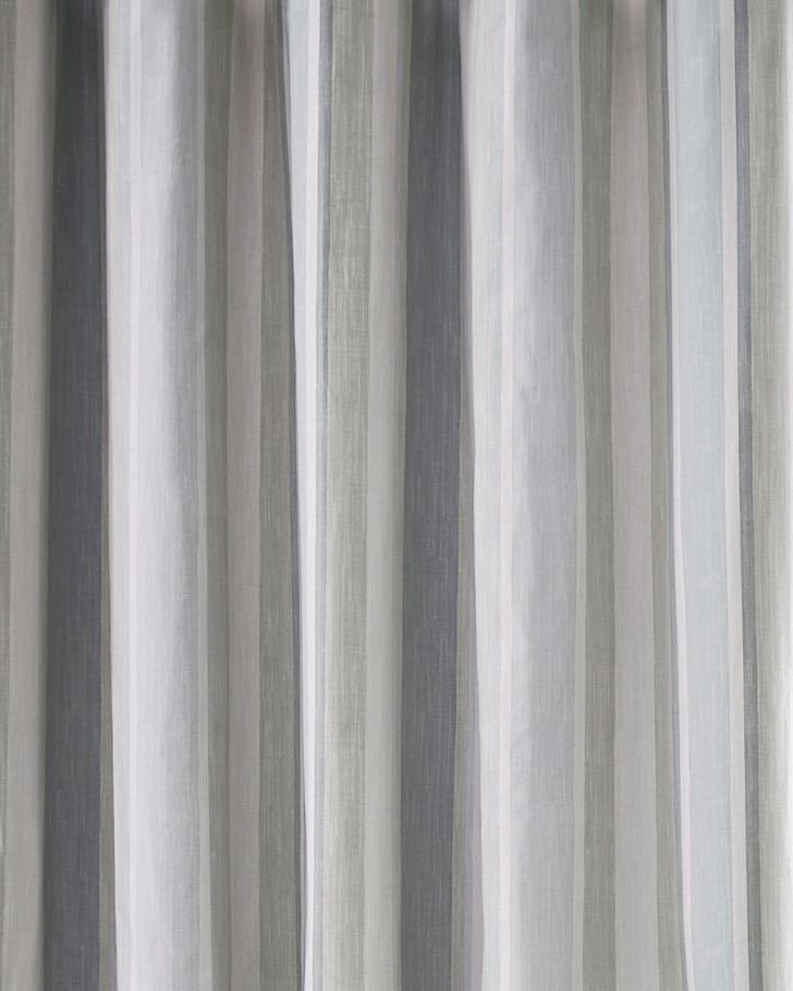 Awning Stripe Smoke Green Grommet Ready Made Curtains  - Close-up of stripe print