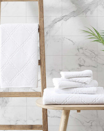 Banton Jacquard White 6 Piece Towel Set - View of set of towels
