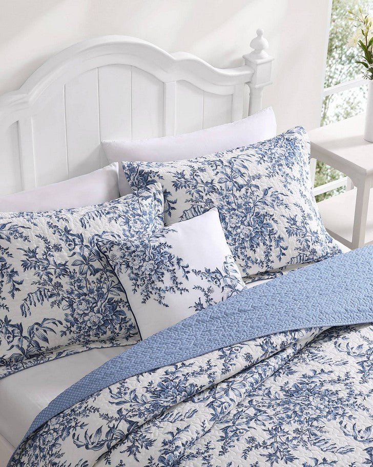 Vintage Blue White Floral Premium Pillow Home Decor Living Room Bedroom  Decor Flower Pillow Insert Included 