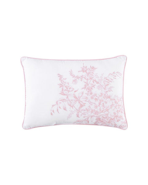 Laura Ashley Bedford Embroidered Pink Cotton Throw Pillow