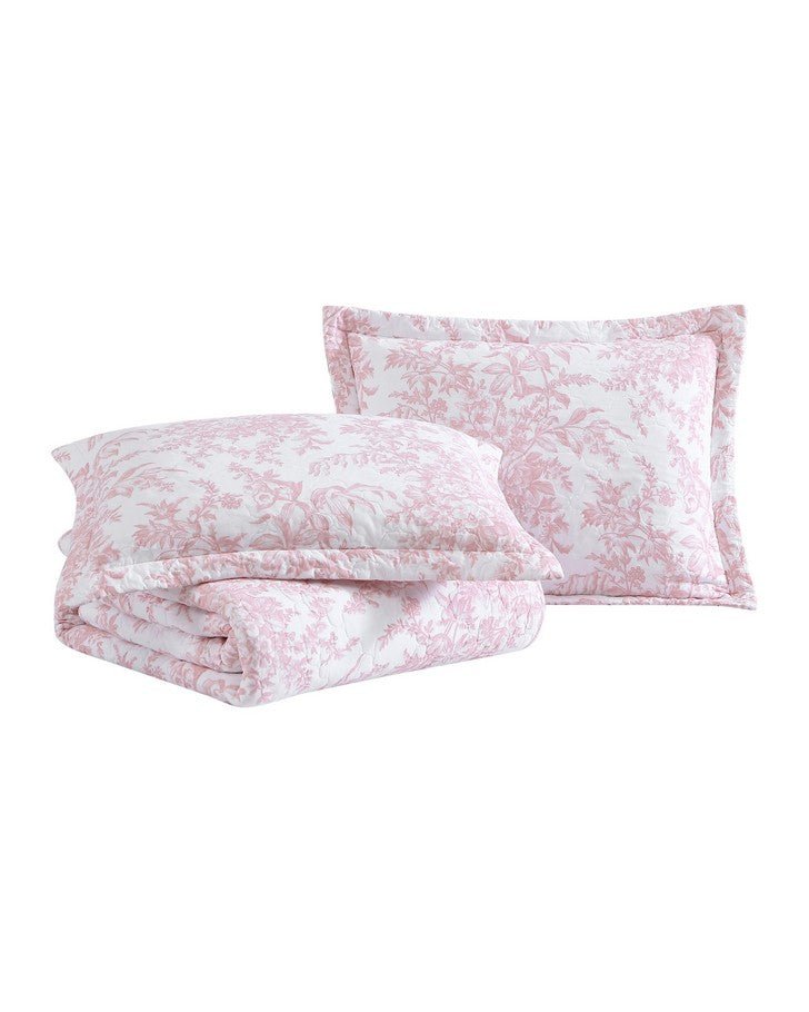 Laura Ashley Bedford Embroidered Pink Cotton Throw Pillow