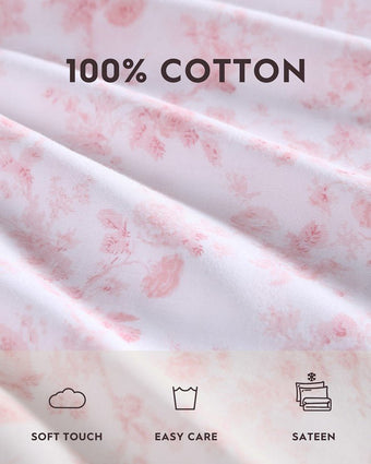 Bella Pink Cotton Sateen Sheet Set - Product details