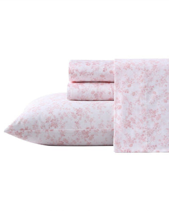 Bella Pink Cotton Sateen Sheet Set - View of folded set