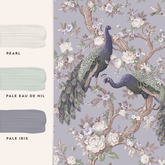 Belvedere Pale Iris Wallpaper - View of coordinating paint colors