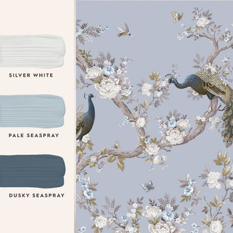 Belvedere Pale Seaspray Mural - View of coordinating paint colors