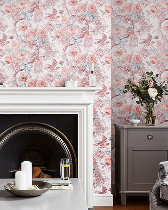 Birtle Blush Wallpaper Sample - View of wallpaper on  wall