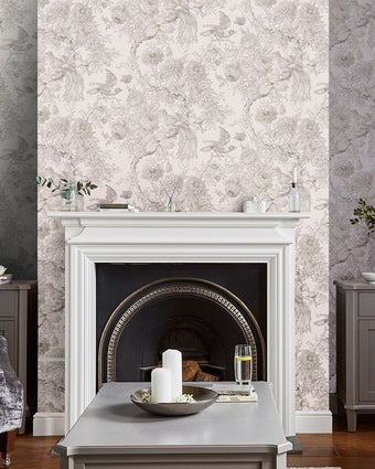 Birtle Dove Grey Wallpaper Sample - View of wallpaper on the wall