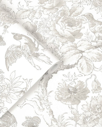 Birtle Dove Grey Wallpaper Sample - View of roll of wallpaper