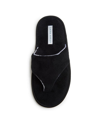 Black Thong Slippers - Overhead view.