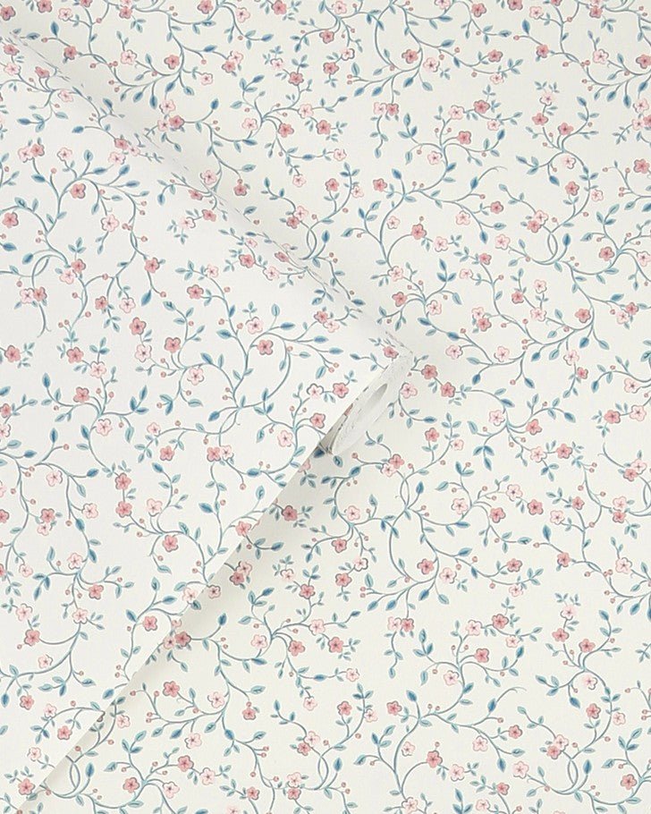 Blencow Sprig Dark Duck Egg Blue Wallpaper Sample
