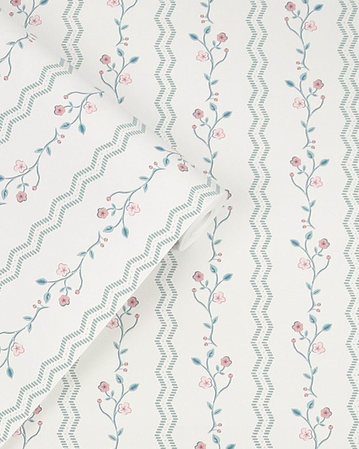 Blencow Stripe Dark Duck Egg Blue Wallpaper