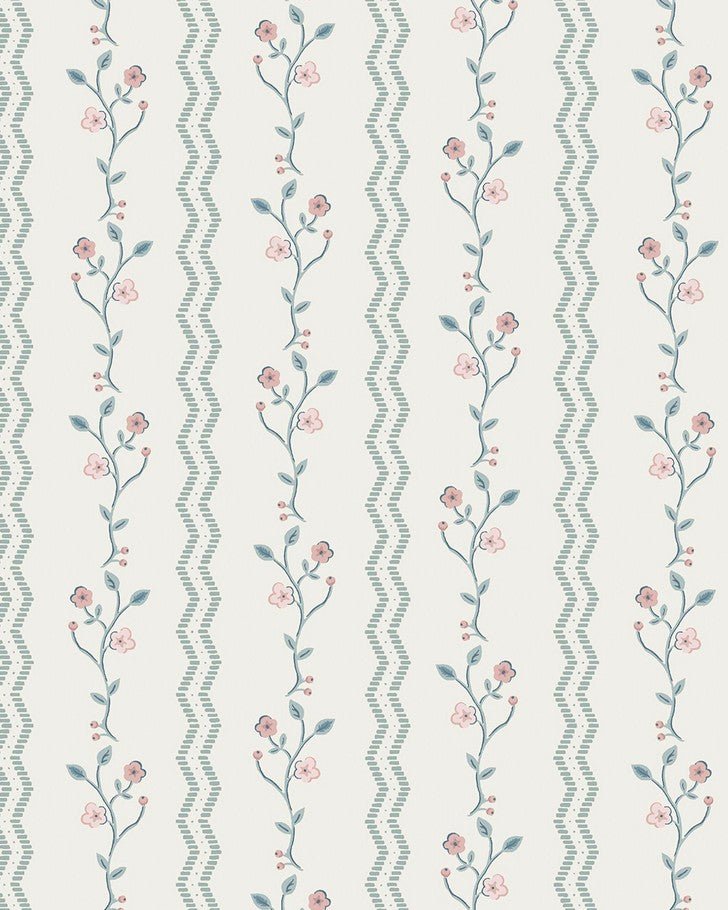 Blencow Stripe Dark Duck Egg Blue Wallpaper Sample
