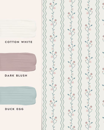 Blencow Stripe Dark Duck Egg Blue Wallpaper with featured coordinating paints