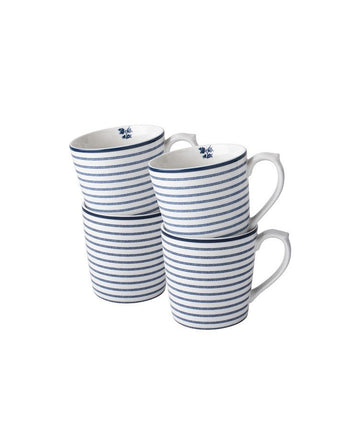 Blueprint Candy Stripe Set of 4 Mugs (17oz) - Laura Ashley
