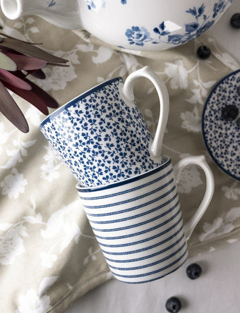 Blueprint Candy Stripe Set of 4 Mugs (17oz) - Laura Ashley